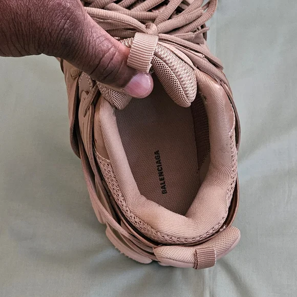 Men's Balenciaga Track Sneaker Dark Tan Leather Mesh Luxury Sneakers Size 8 US - Picture 12 of 16